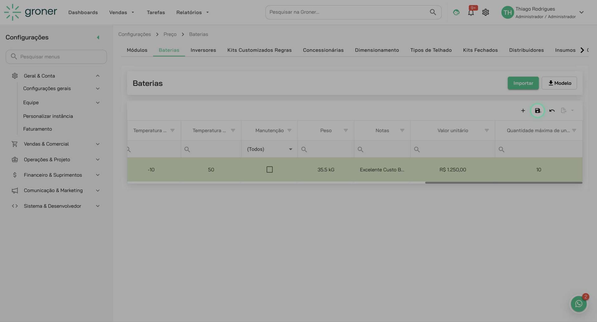 Clique em 'Salvar alterações'
