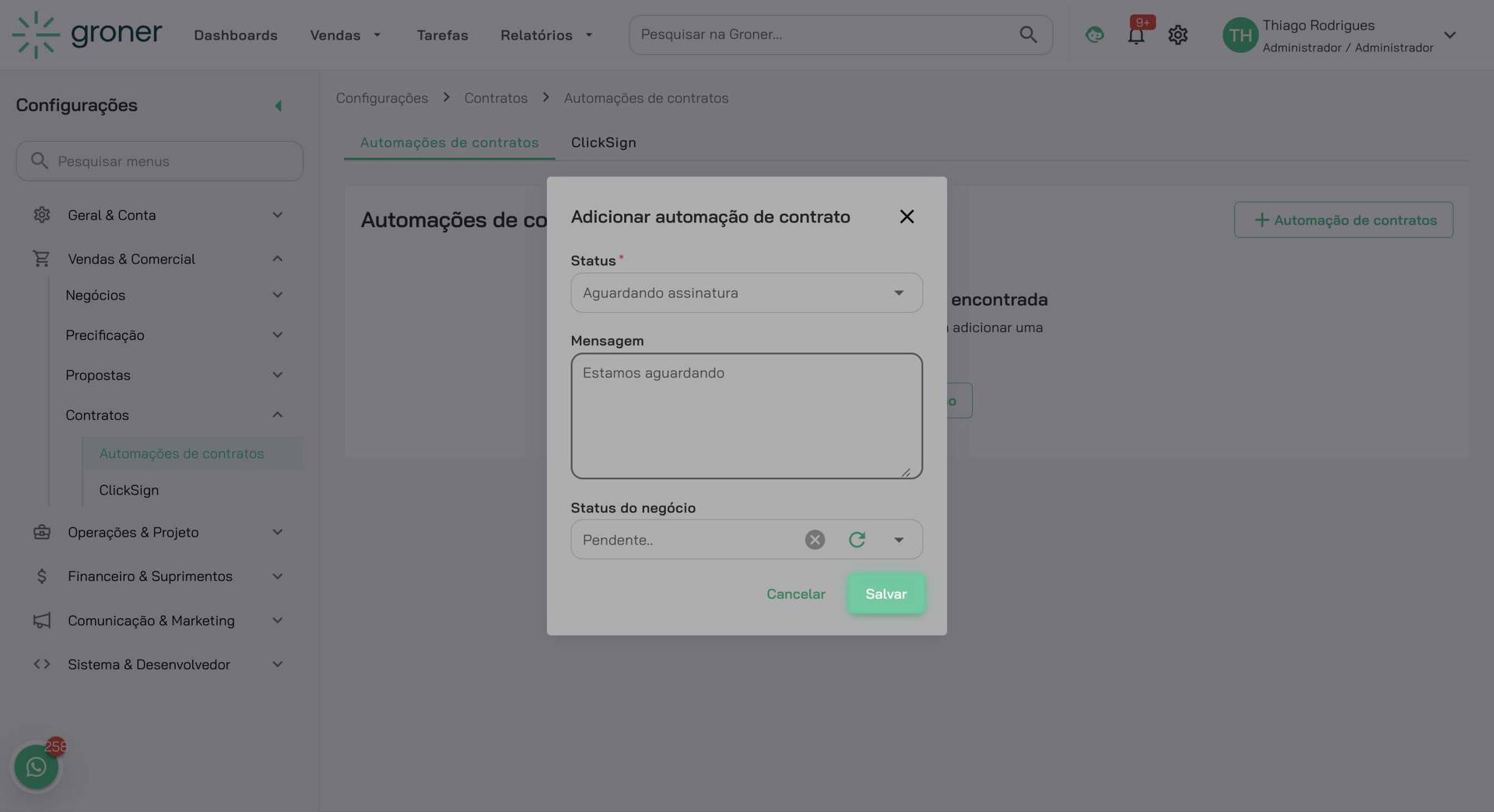 Salve a automação