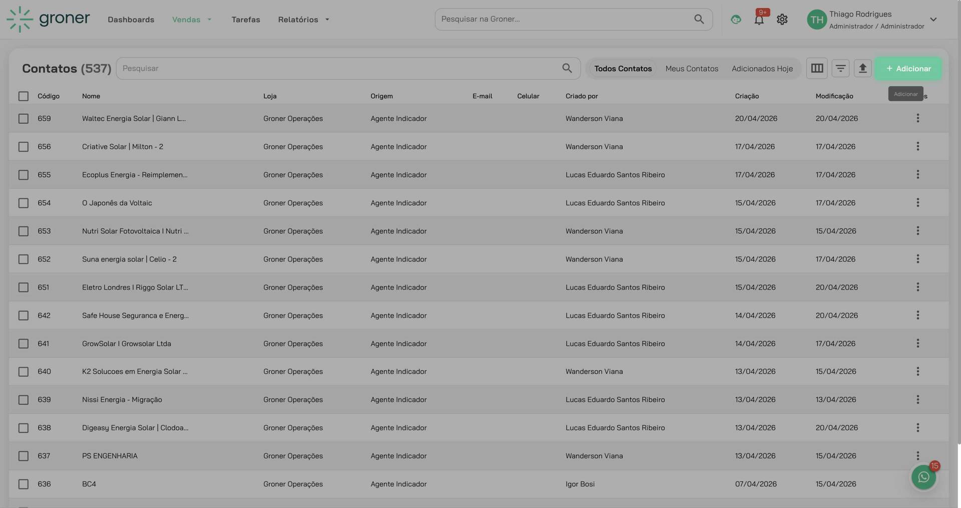 Acesse o botão Adicionar