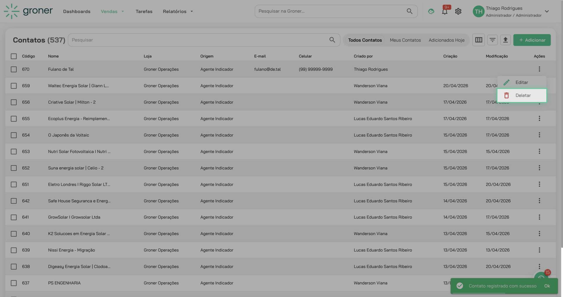 Confirme a exclusão