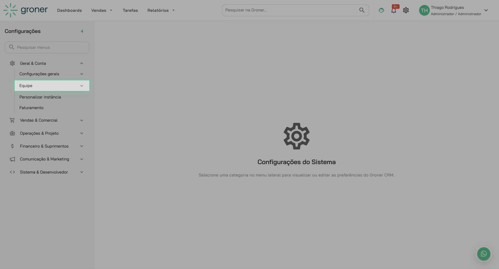 Acesse a área de Equipes