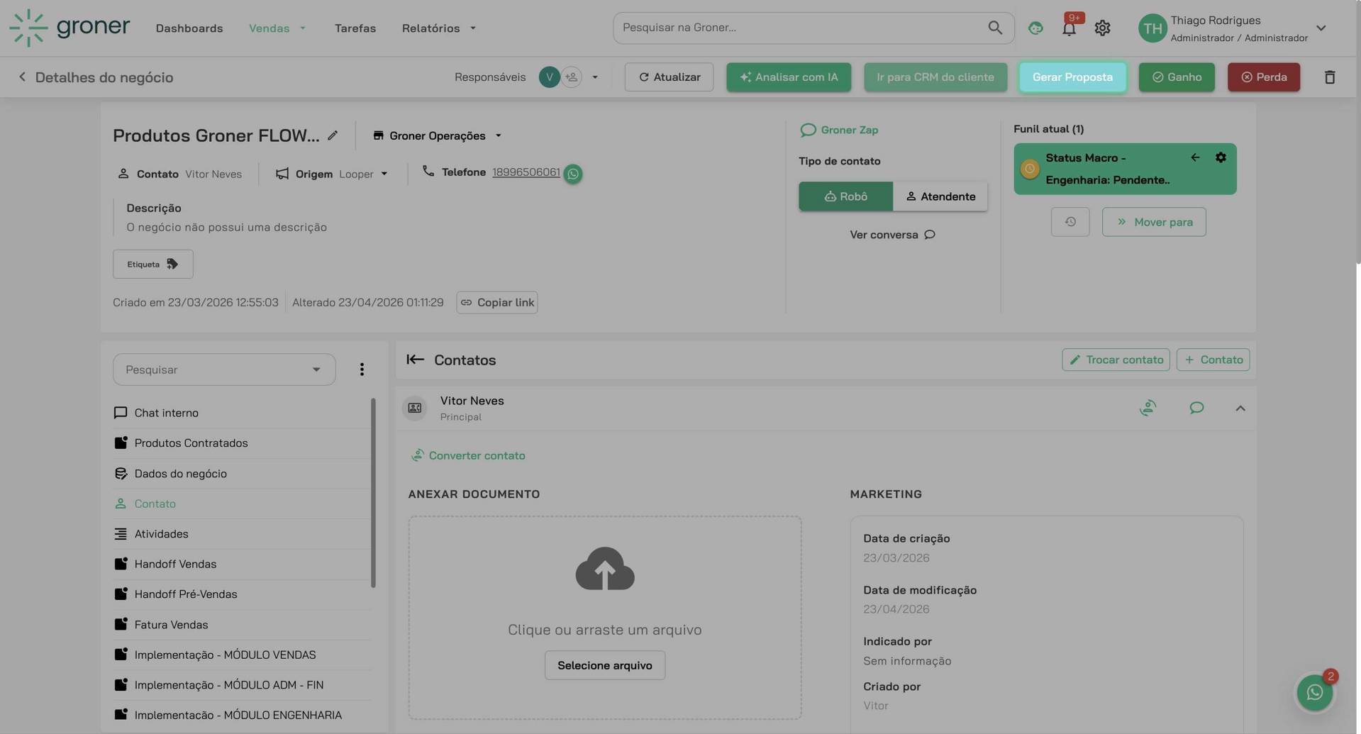 Acesse a geração de proposta
