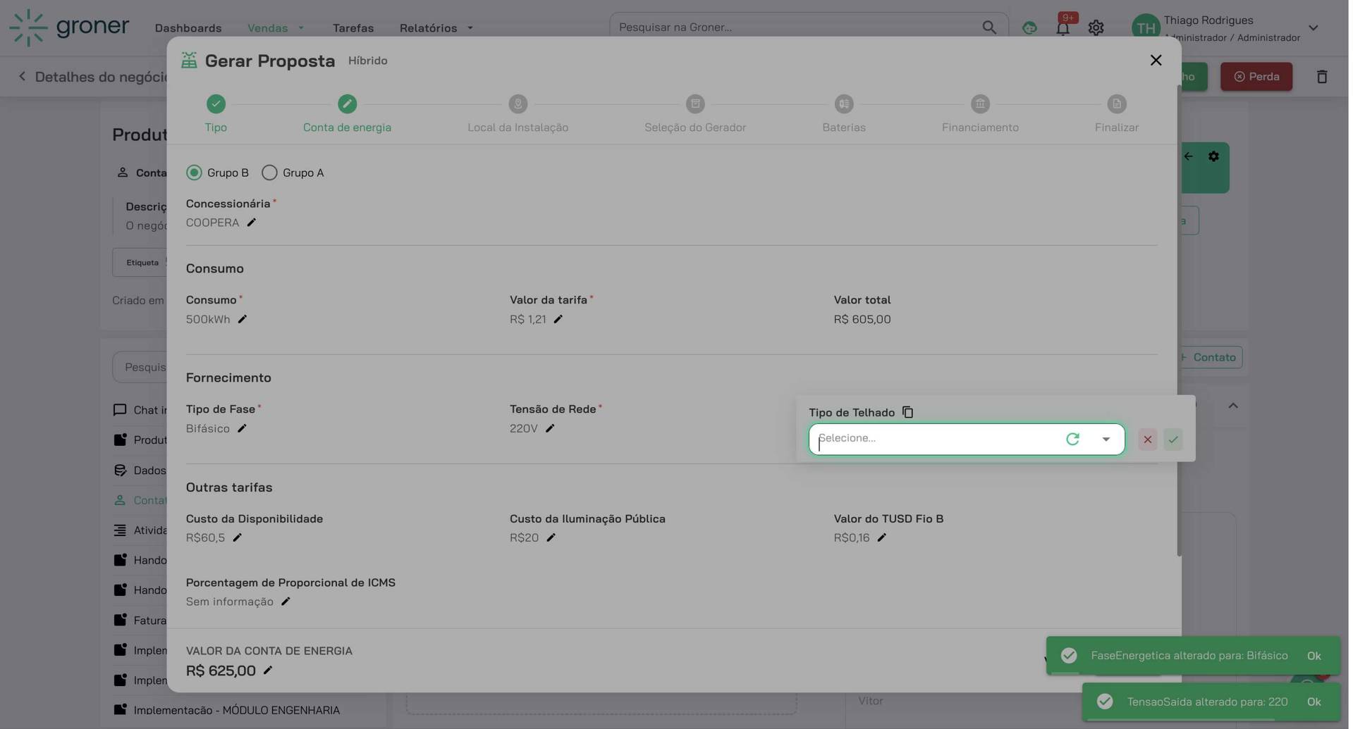 Selecione o tipo de cobertura
