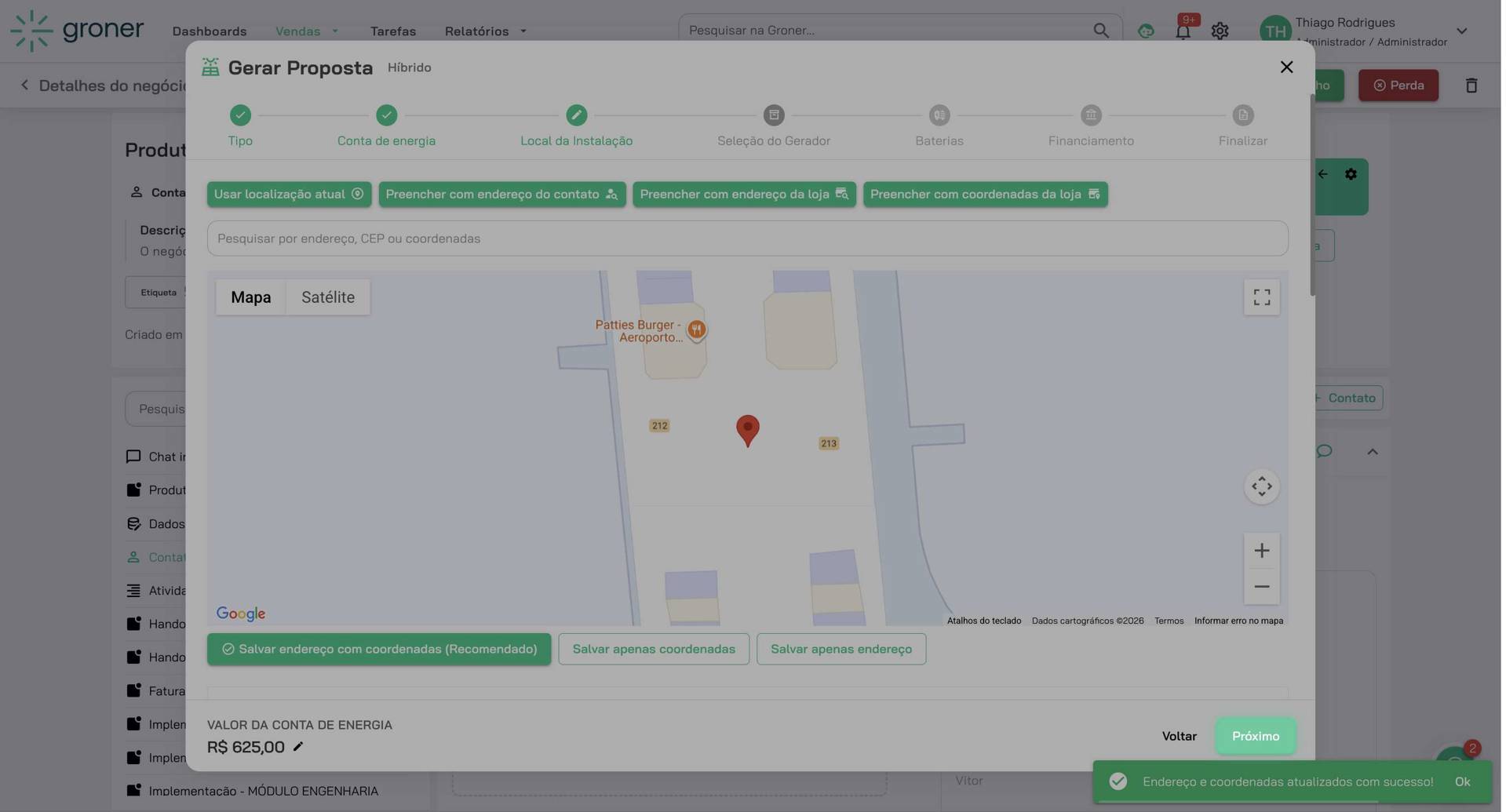 Avance para a configuração de equipamentos