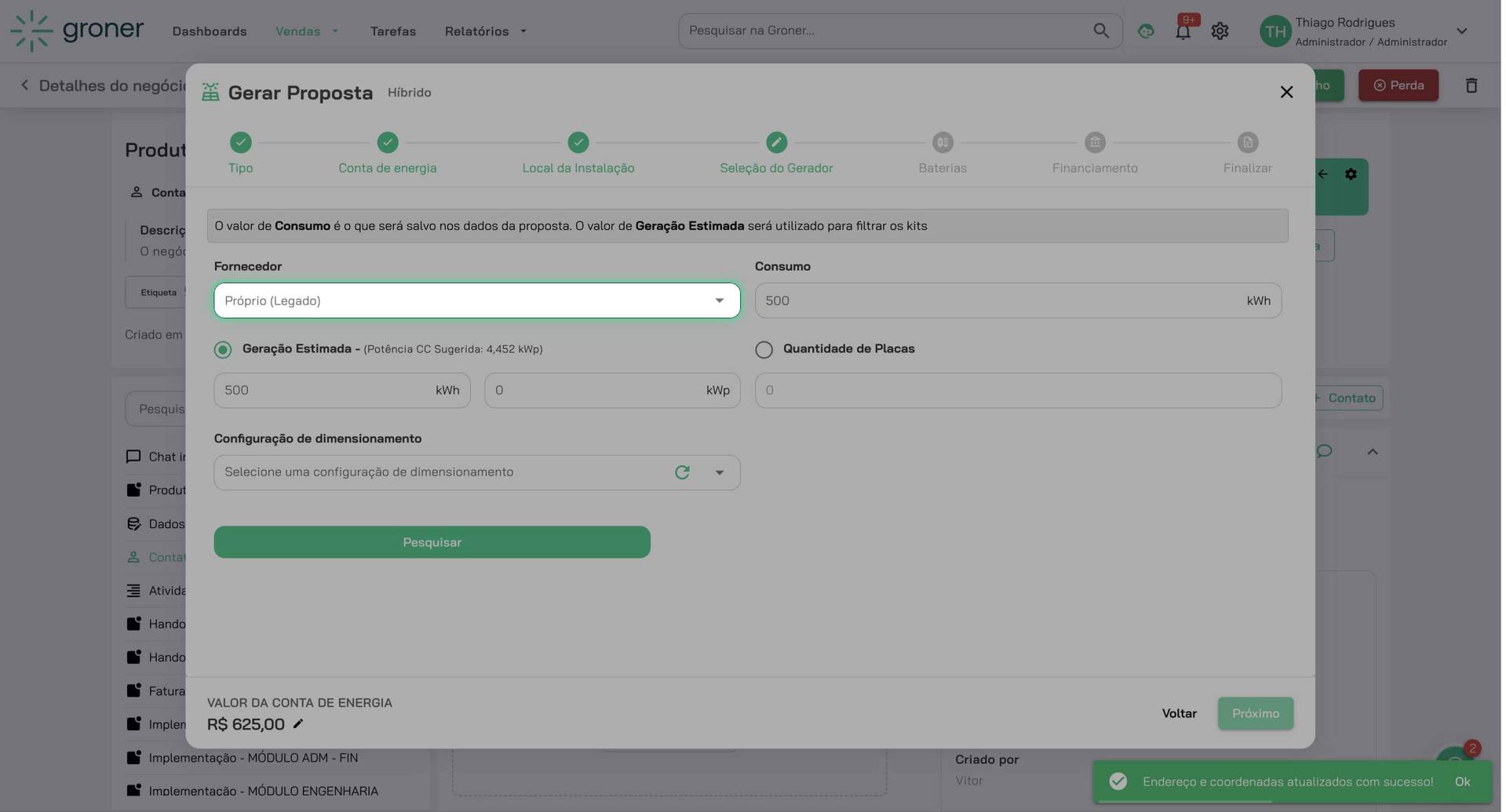 Escolha a origem dos painéis solares