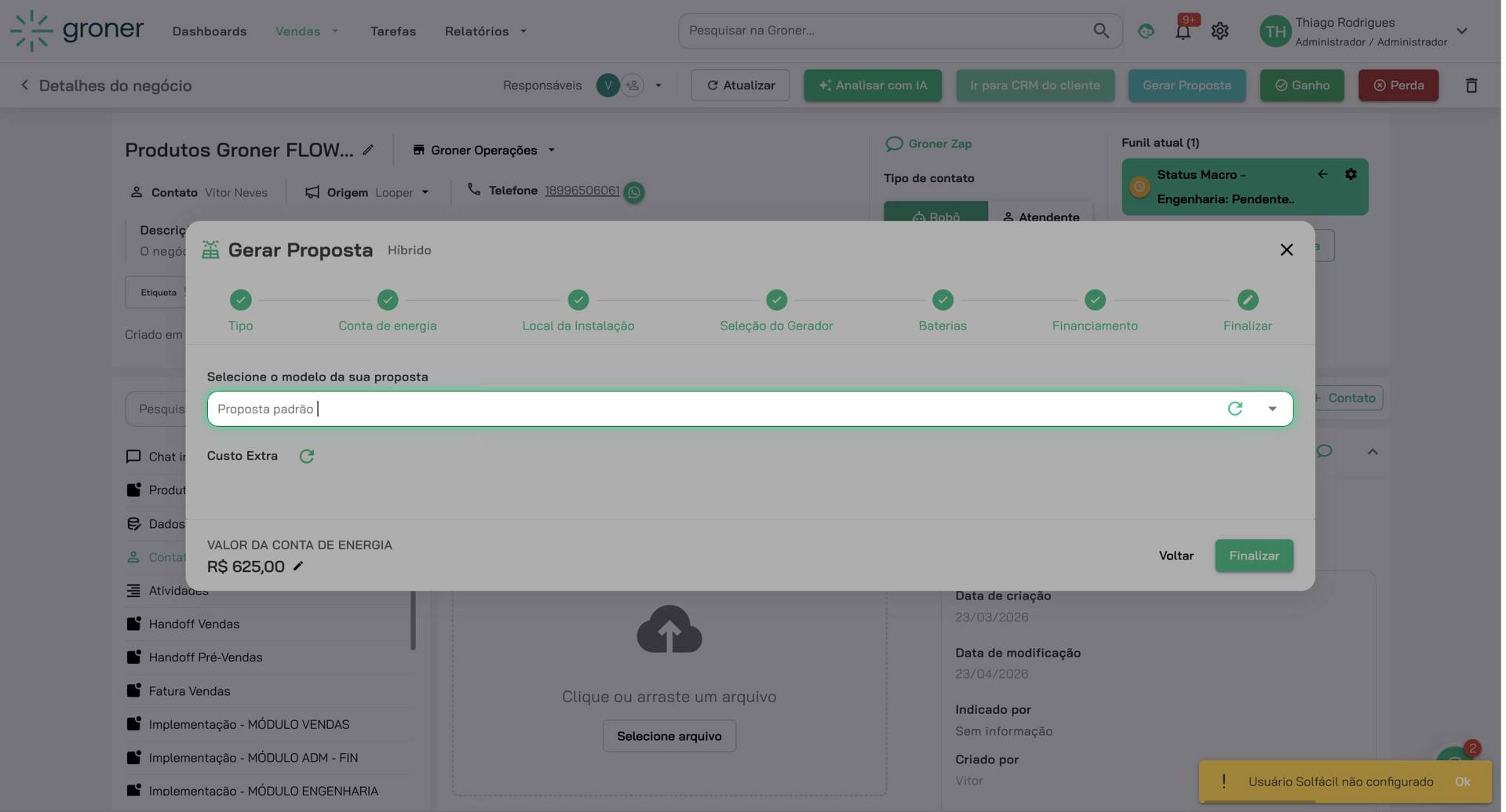 Selecione o modelo de proposta