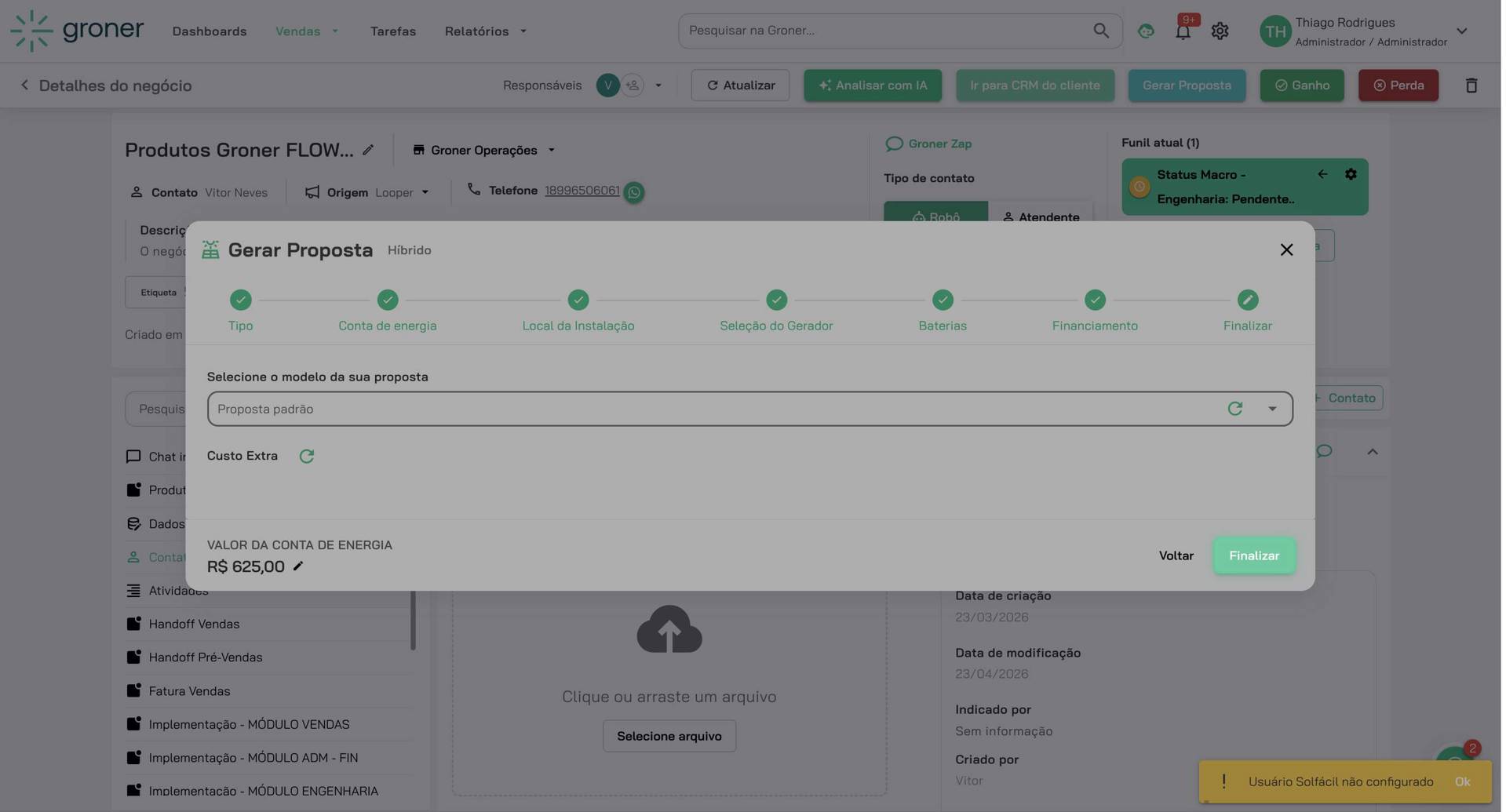 Finalize a geração