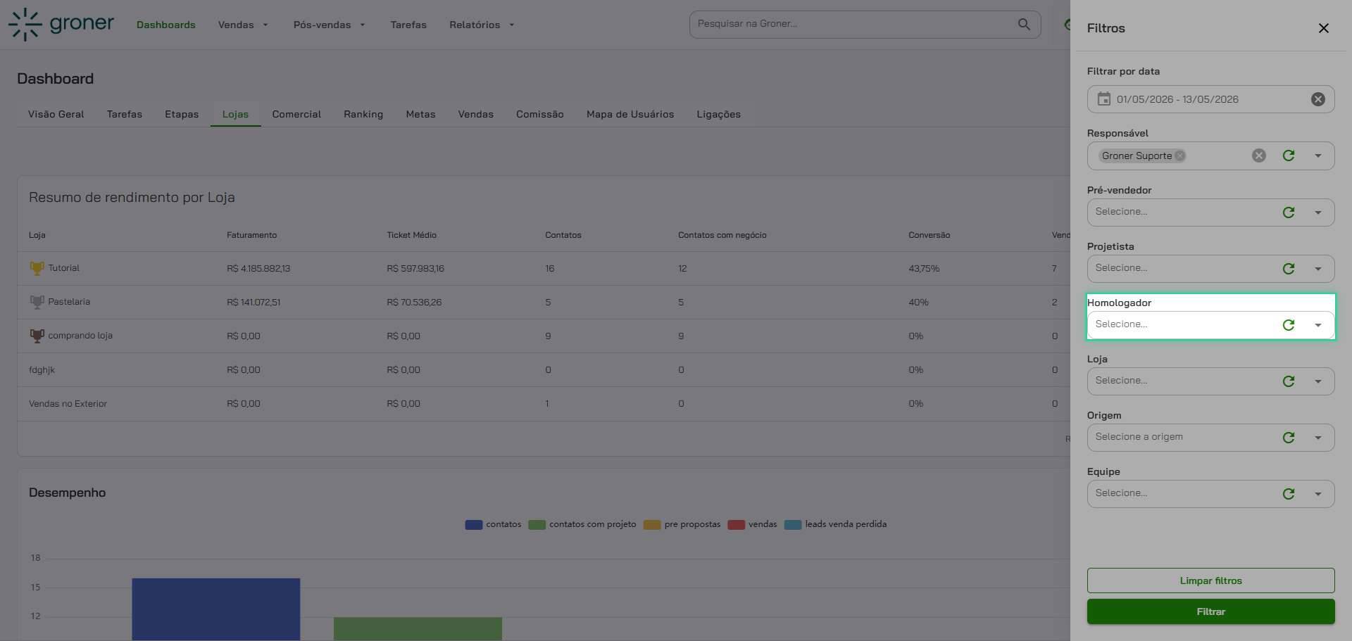 Configure o Homologador