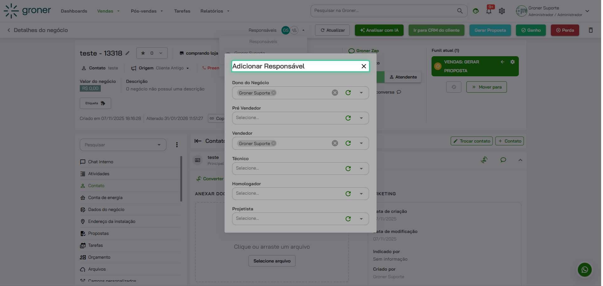 Veja quem tem acesso adicionando responsáveis