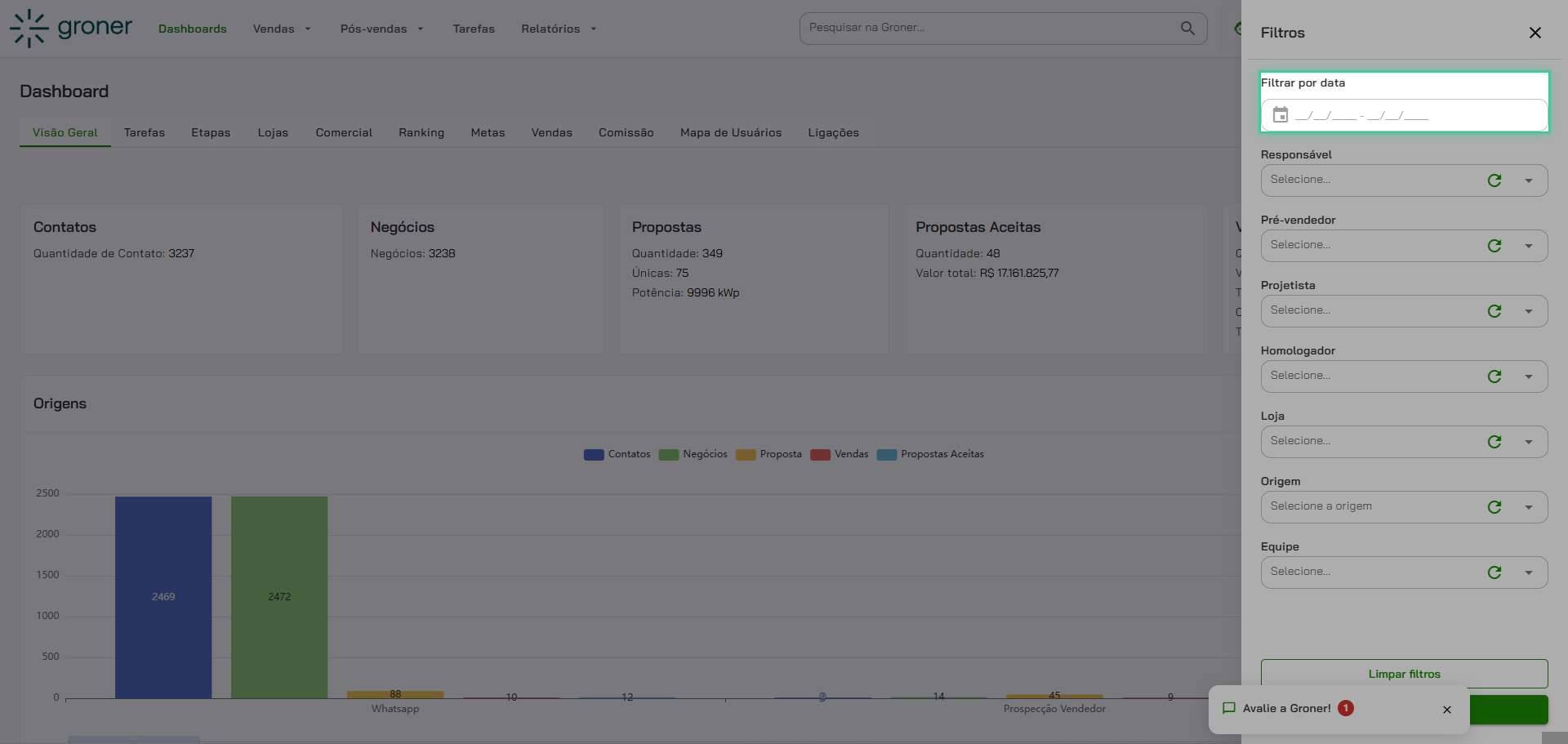 Aplique filtros de data