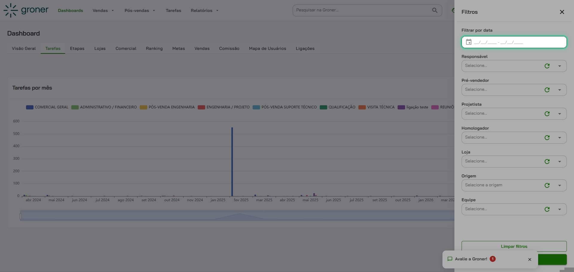 Defina o intervalo de datas
