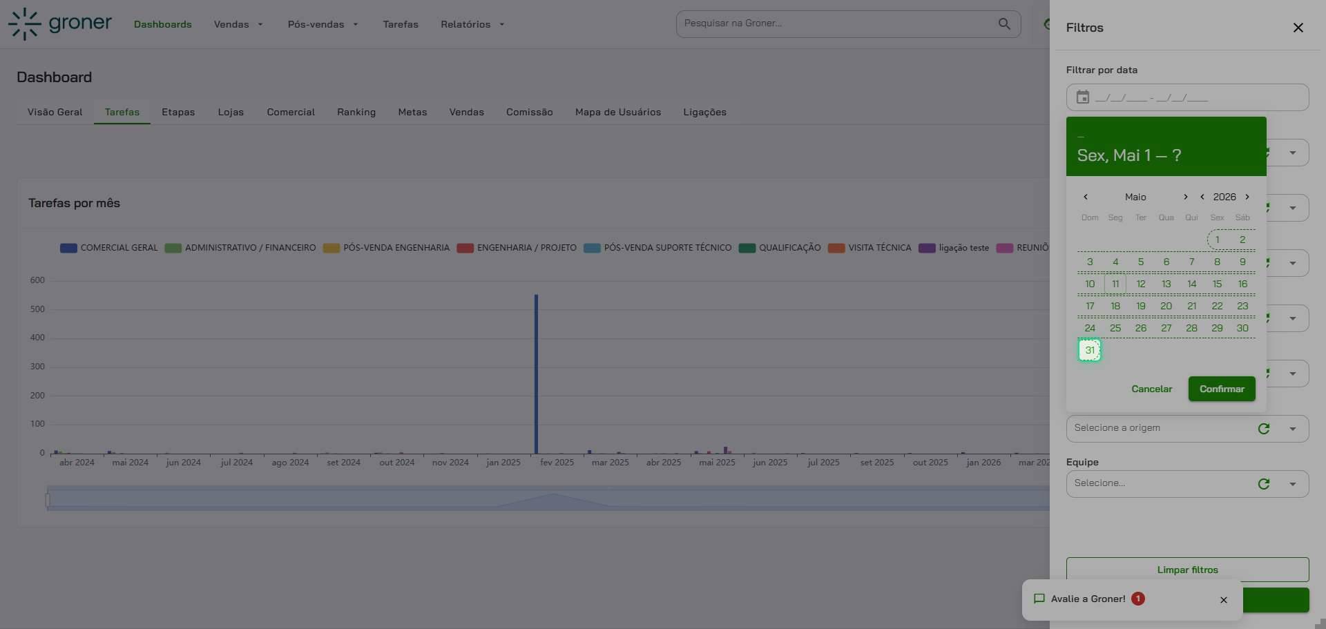 Selecione a data de término