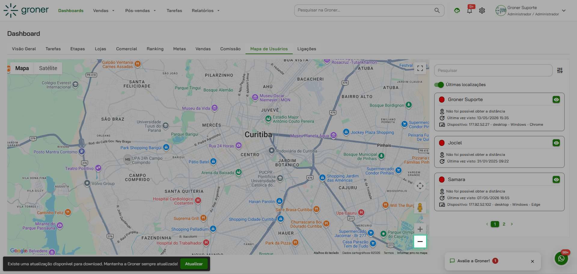 Ajuste o zoom do mapa