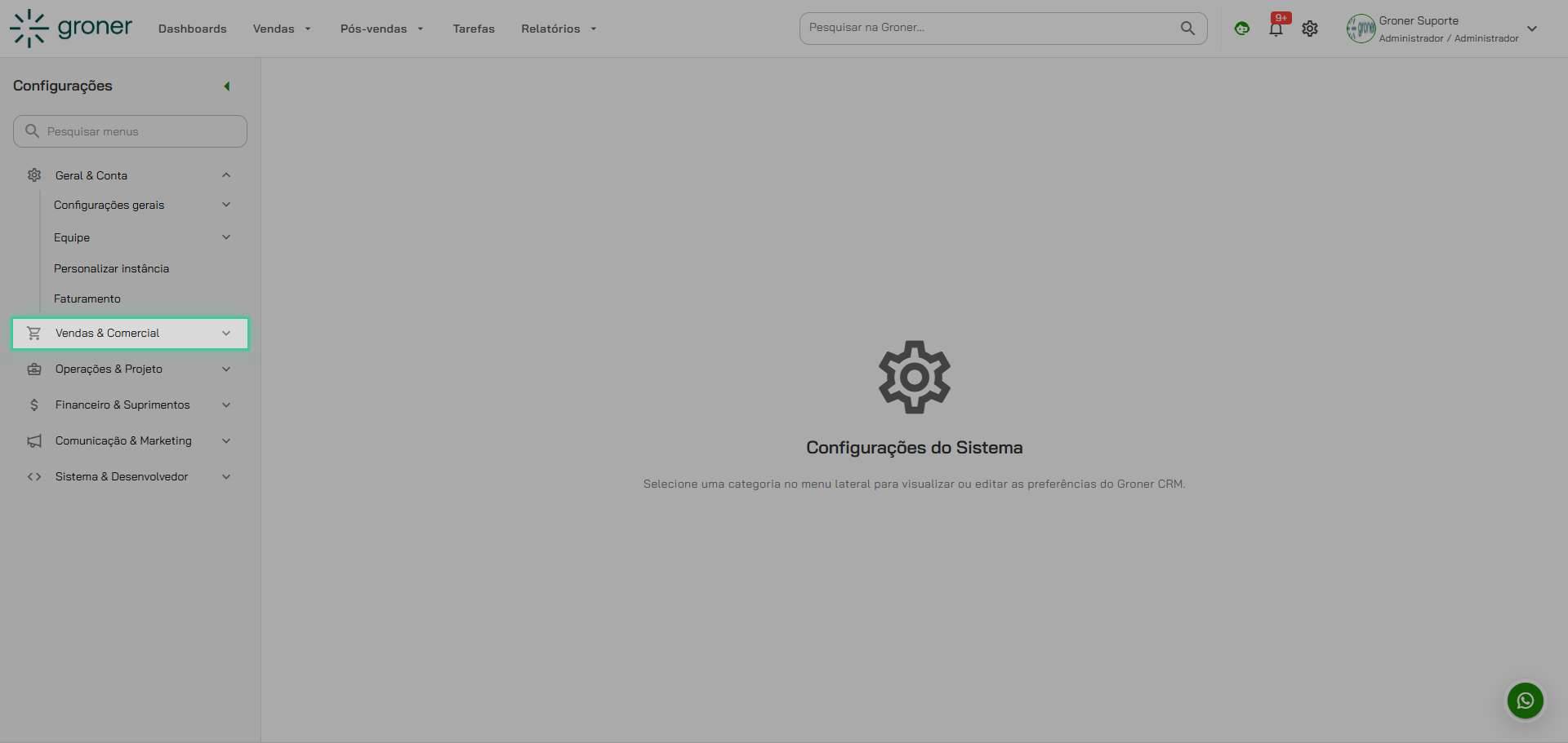 Acesse o módulo de Negócios