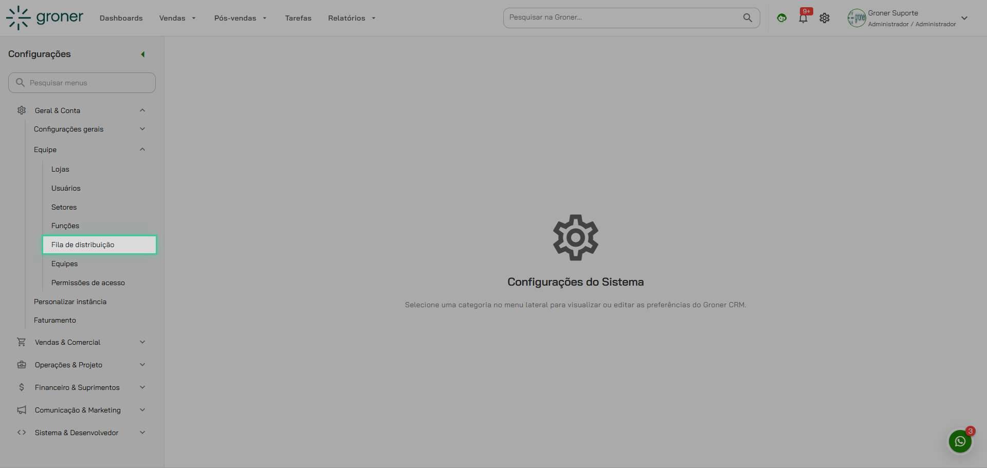 Selecione Fila de distribuição