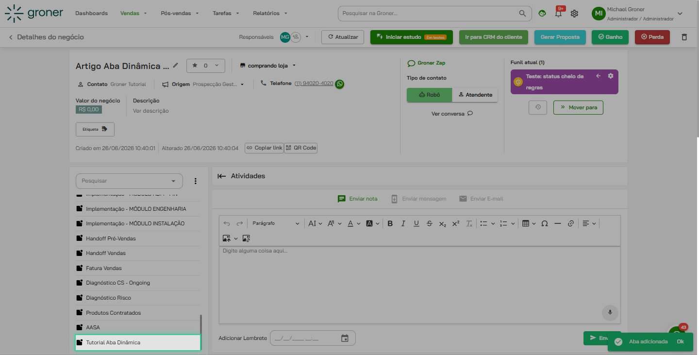 Acesse as configurações da aba