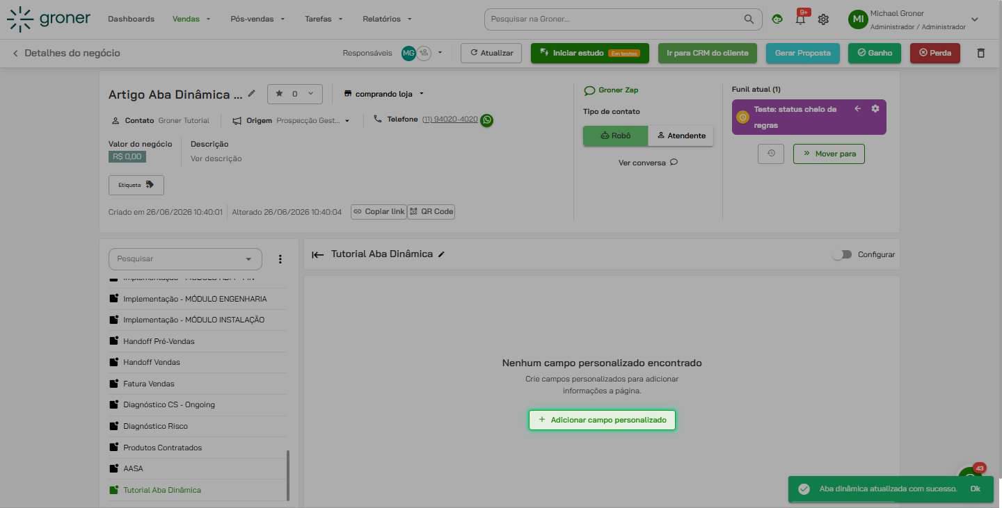 Adicione um campo personalizado