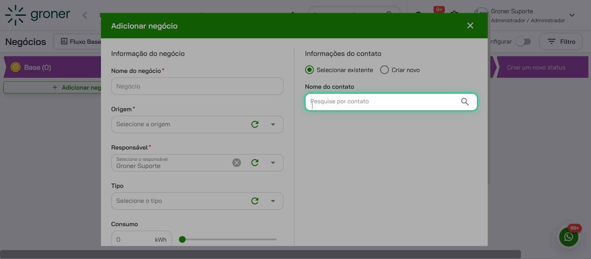 Pesquise pelo contato