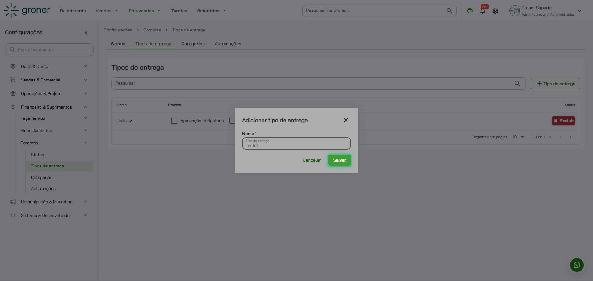 Salve as configurações