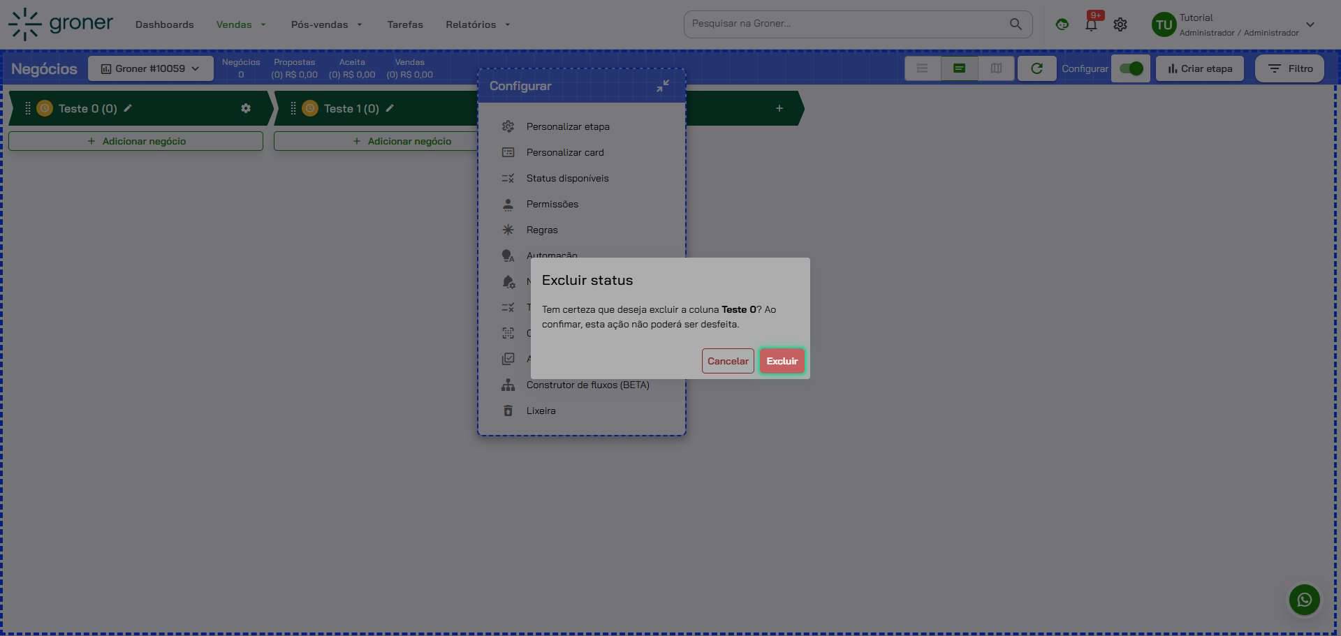 Confirme a exclusão