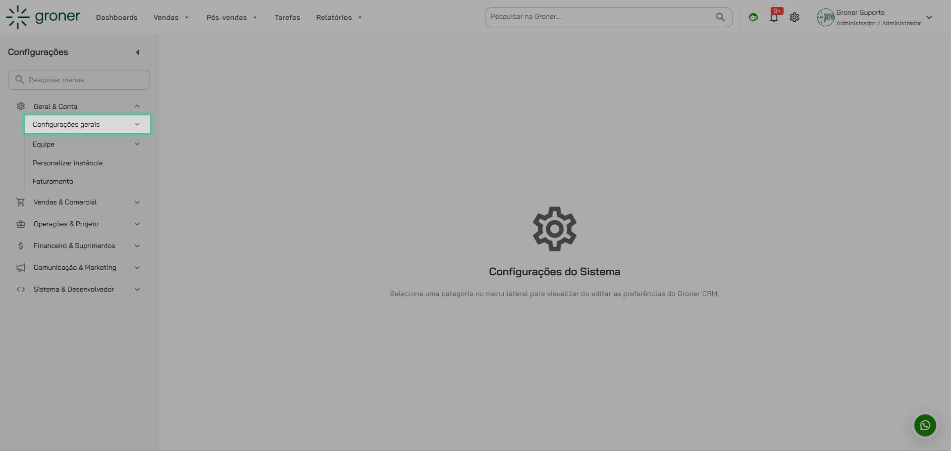 Acesse as Configurações Gerais