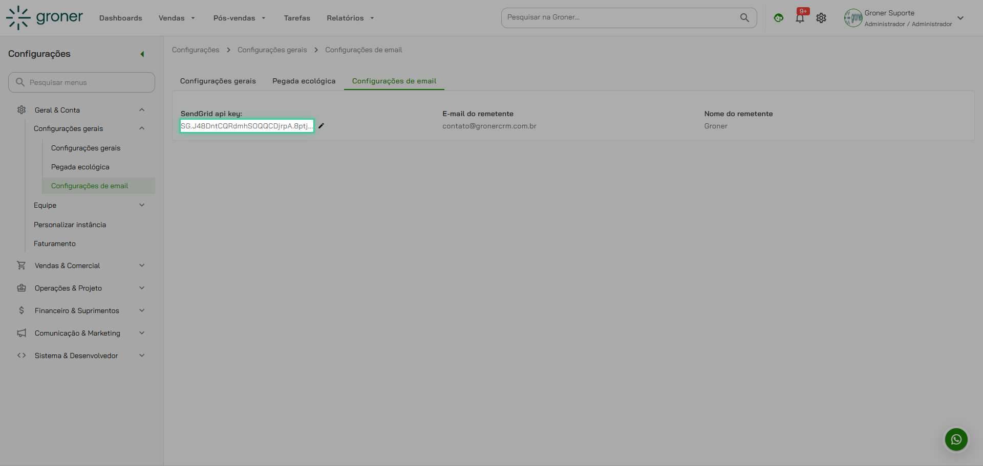 Edite a Chave de Autenticação