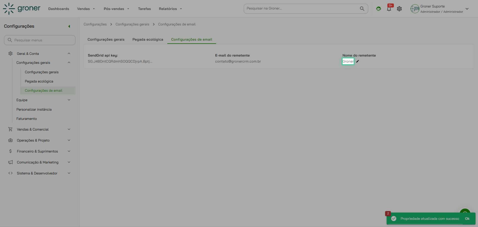 Configure o Nome do Remetente