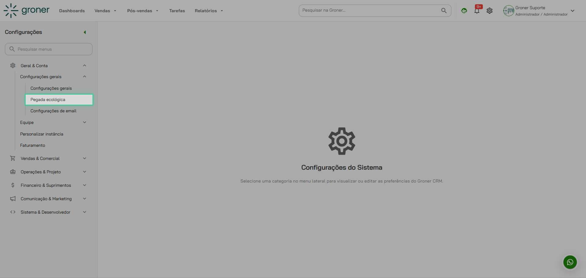 Navegue até Pegada ecológica