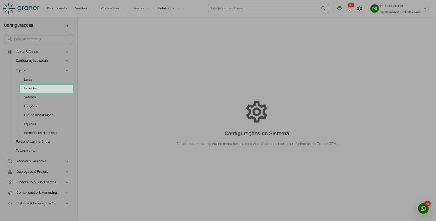 Selecione Usuários