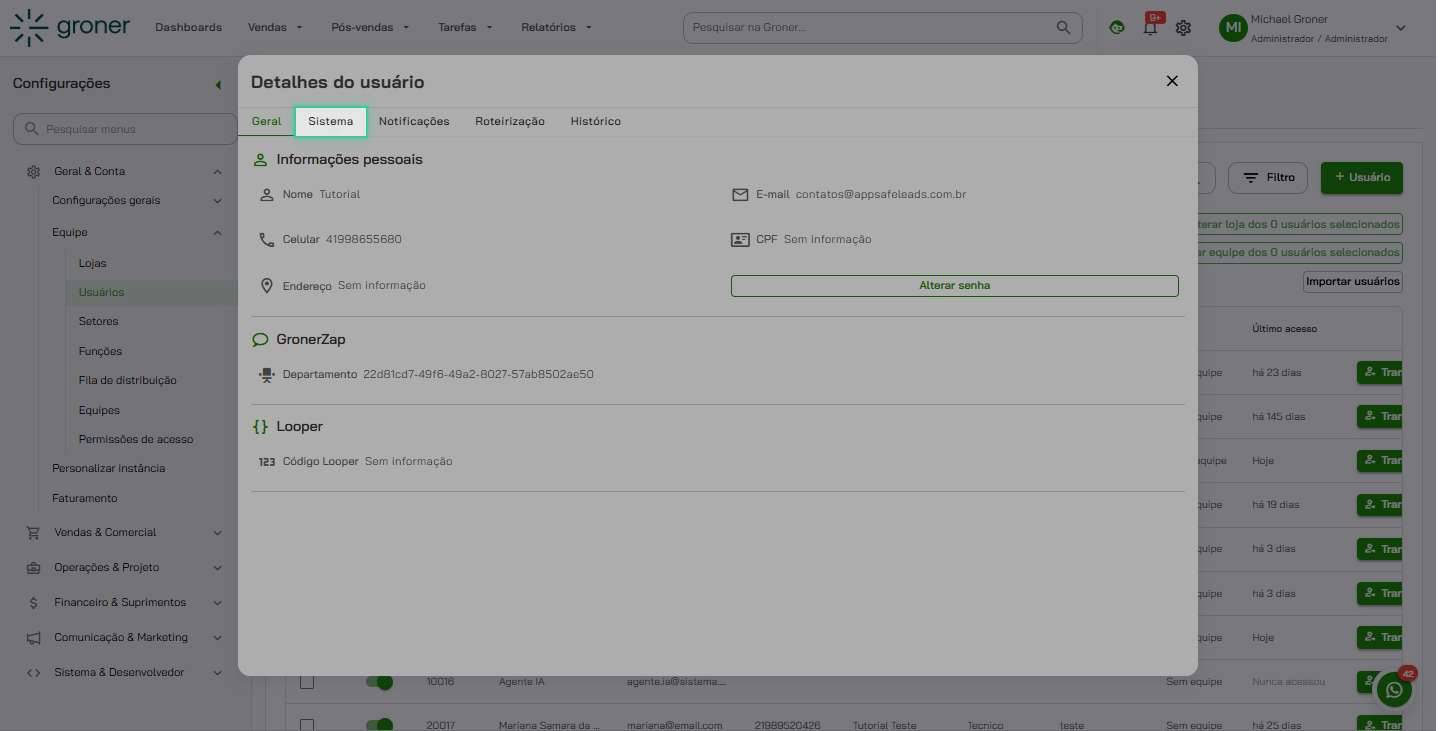 Abra as configurações do sistema