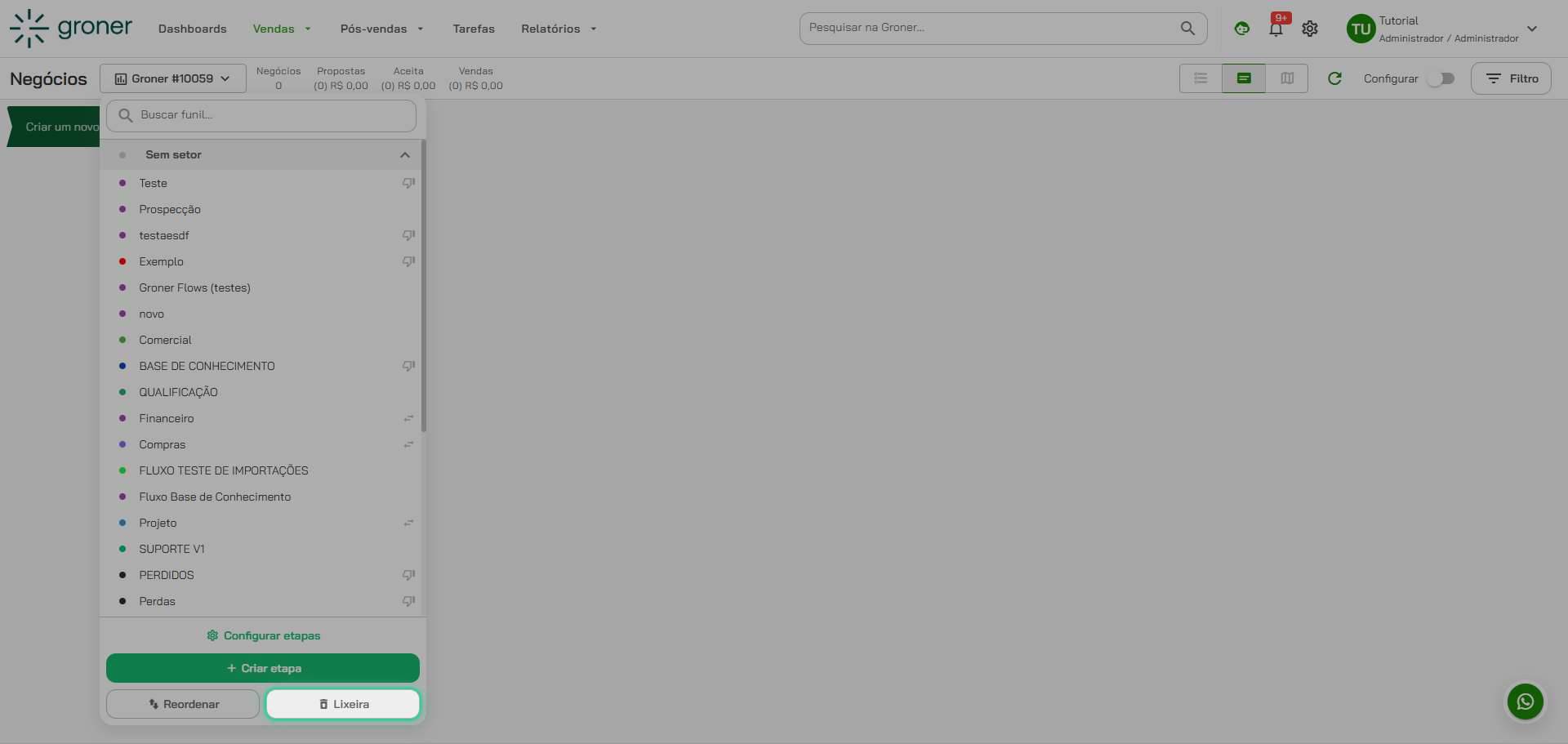 Abra o Groner e acesse a Lixeira